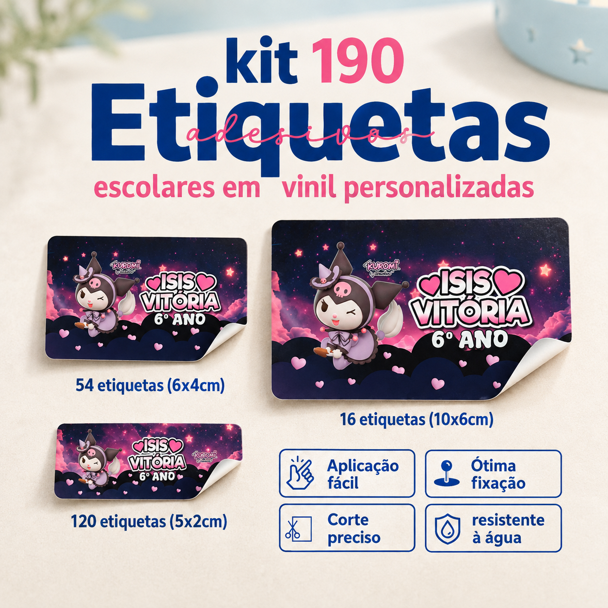 Kit 190 etiquetas escolares