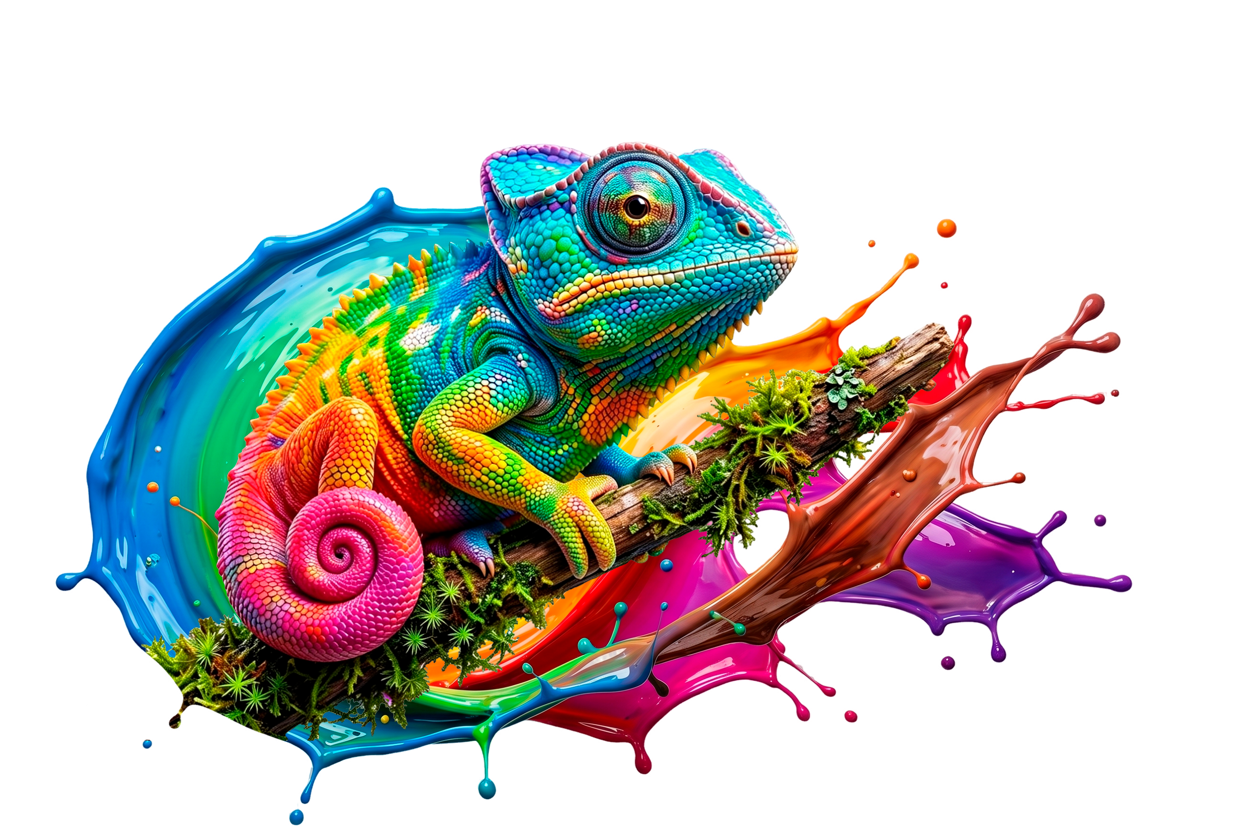 Mascote camaleão colorido da Dipmax